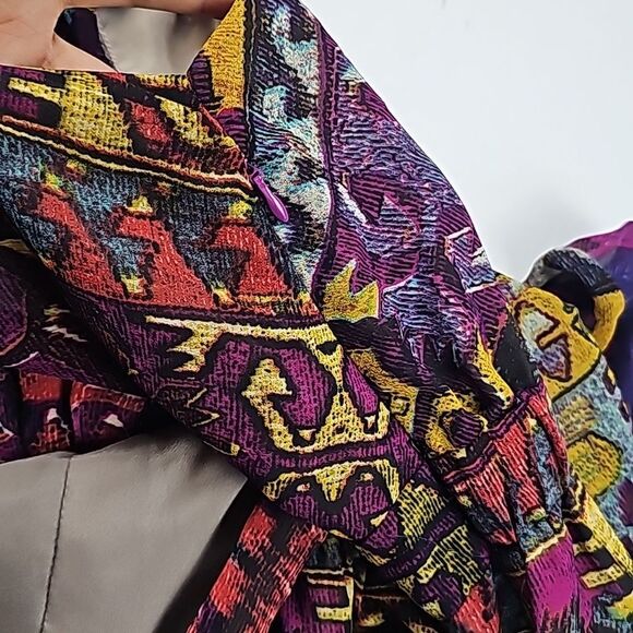 Addie Multicolor Vibrant Open Back Lace Up V-Neck Sleeveless Midi Dress Size S - Picture 5 of 8